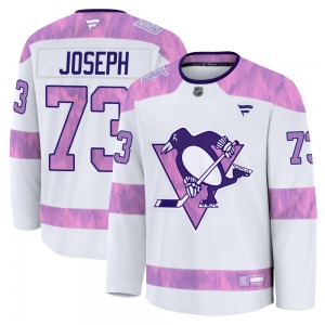 P.O Joseph Pittsburgh Penguins Fanatics Premium 2024 Hockey Fights Cancer Practice Jersey (White)