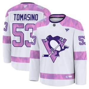 Philip Tomasino Pittsburgh Penguins Fanatics Premium 2024 Hockey Fights Cancer Practice Jersey (White)