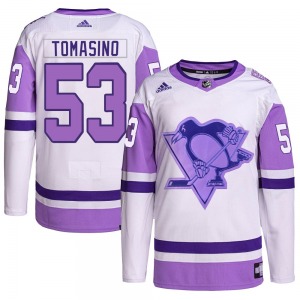 Philip Tomasino Pittsburgh Penguins Adidas Youth Authentic Hockey Fights Cancer Primegreen Jersey (White/Purple)